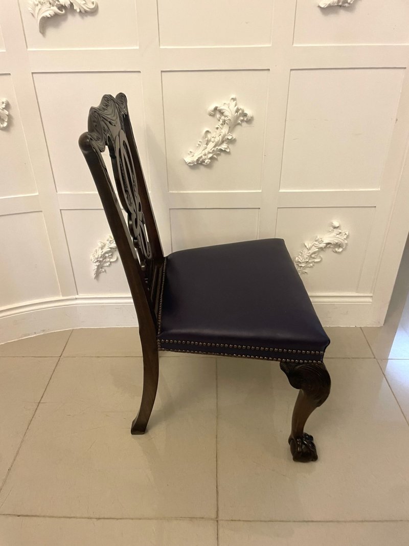 Outstanding Quality Set of 8 Antique Victorian Carved Mahogany Dining Chairs - Image 15